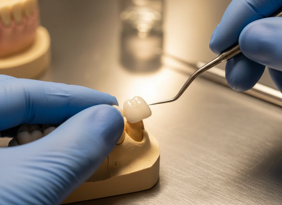 Close-up of crown fabrication at our on-site lab